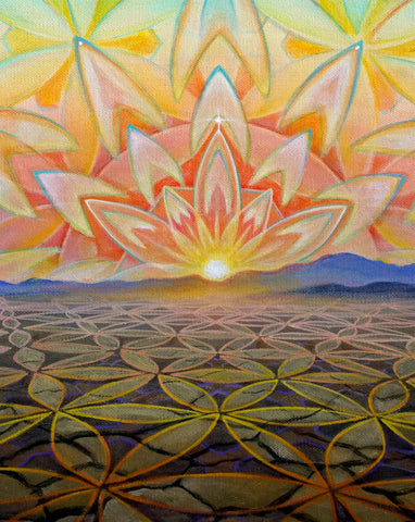 Dust to Dawn Stretched Canvas by Morgan Mandala