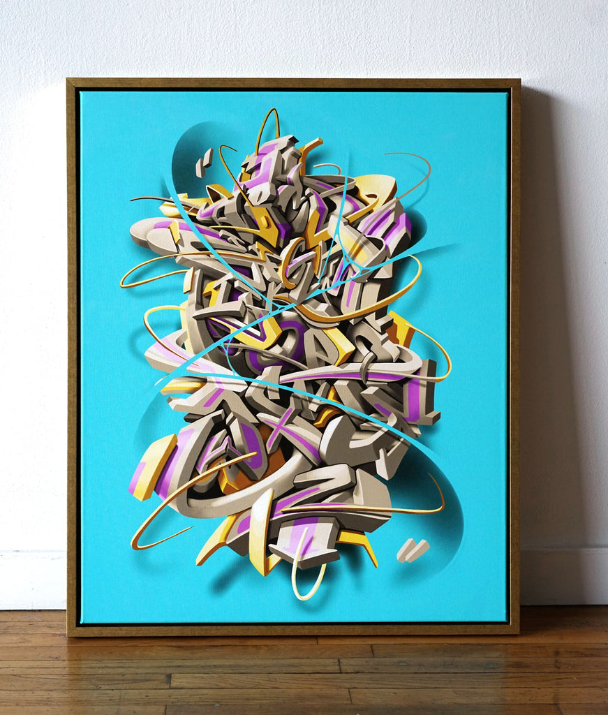 Alfabetos Gold Floating Frame Canvas by Edmun