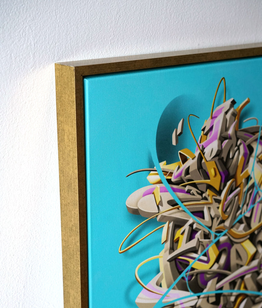 Alfabetos Gold Floating Frame Canvas by Edmun