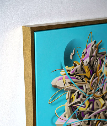 Alfabetos Gold Floating Frame Canvas by Edmun