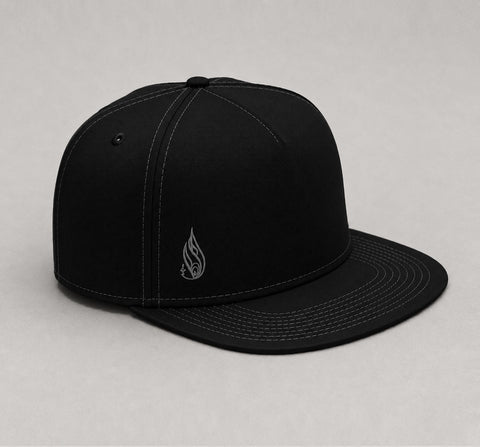 Black Filigree Snapback Hat by Threyda - Presale Ships Oct