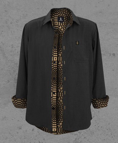 Gold Portal Lined Button Down Shirt by Threyda - Threyda Art and Apparel Gold Portal Lined Button Down Shirt by Threyda - Threyda Art and Apparel