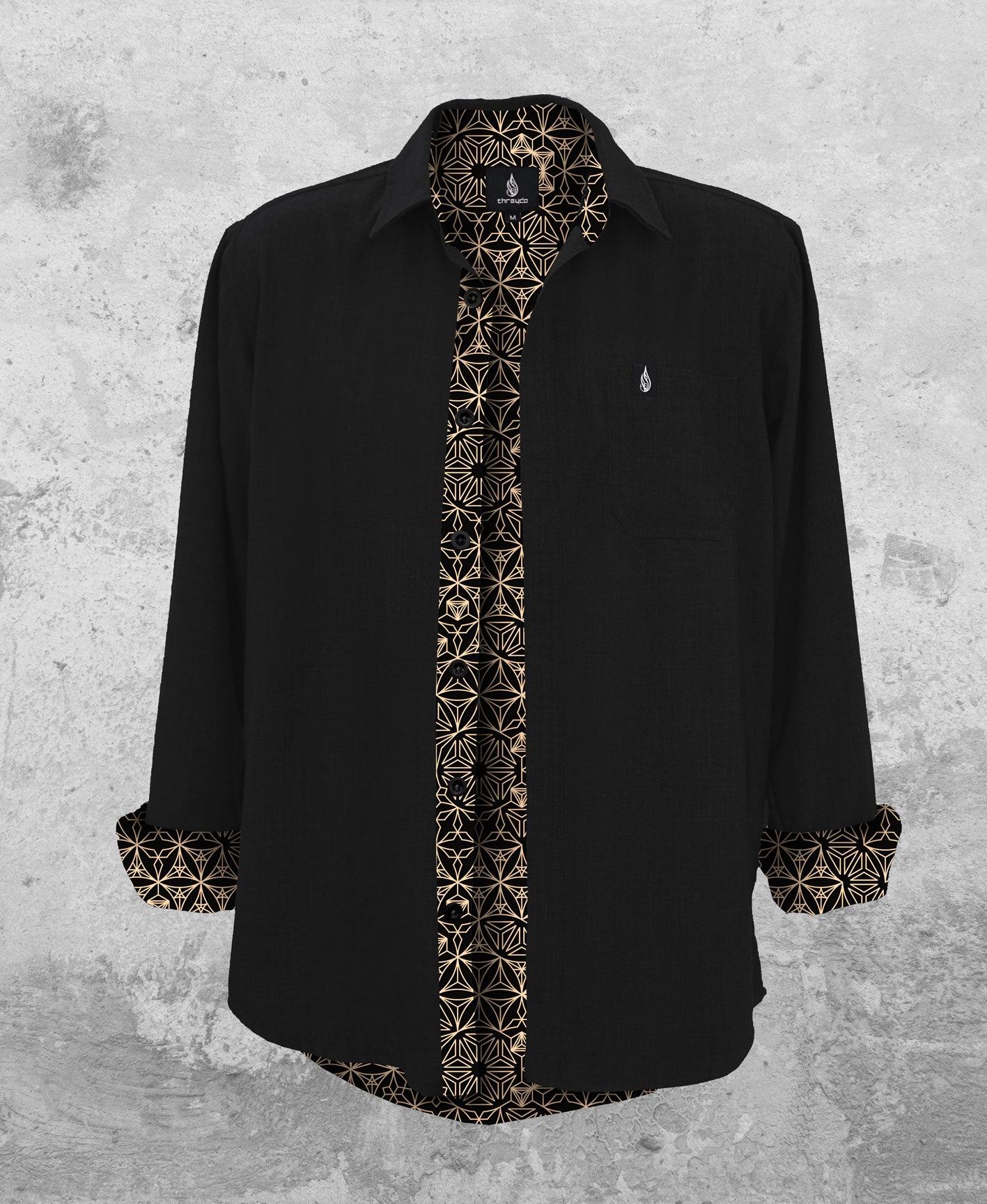 Gold Slope Lined Button Down Shirt by Threyda