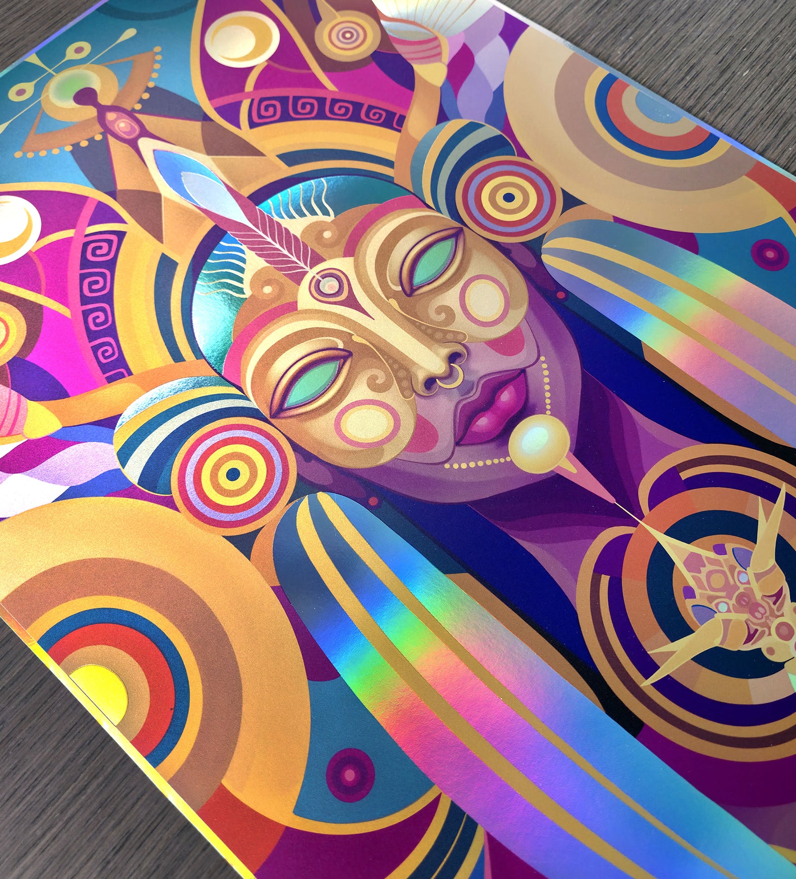 Golden Oracle Holographic Embossed Print by Fernando Chamarelli
