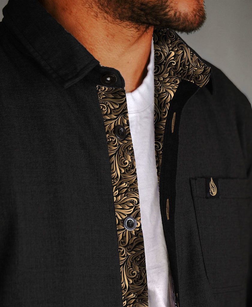 Golden Thread Lined Button Down Shirt by Threyda - Threyda Art and Apparel Golden Thread Lined Button Down Shirt by Threyda - Threyda Art and Apparel