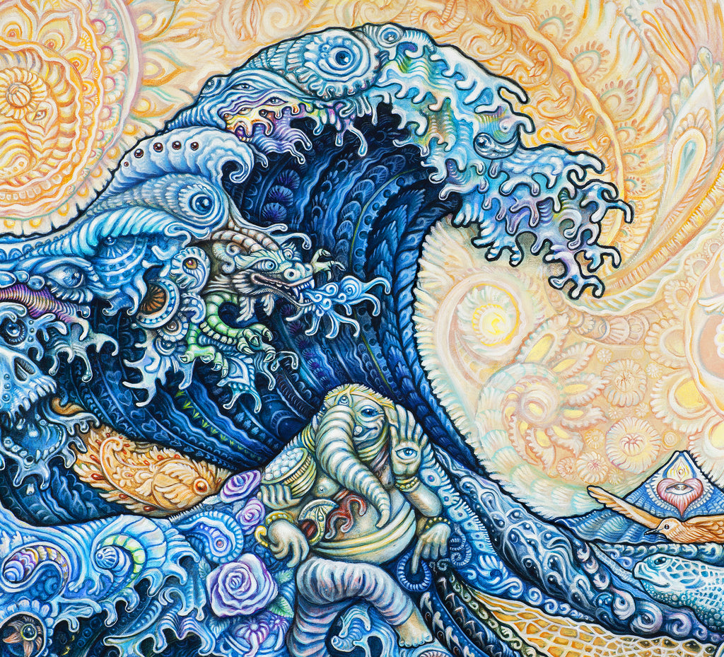 The Great Wave Floating Frame Canvas by Randal Roberts