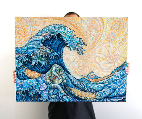 The Great Wave Floating Frame Canvas by Randal Roberts