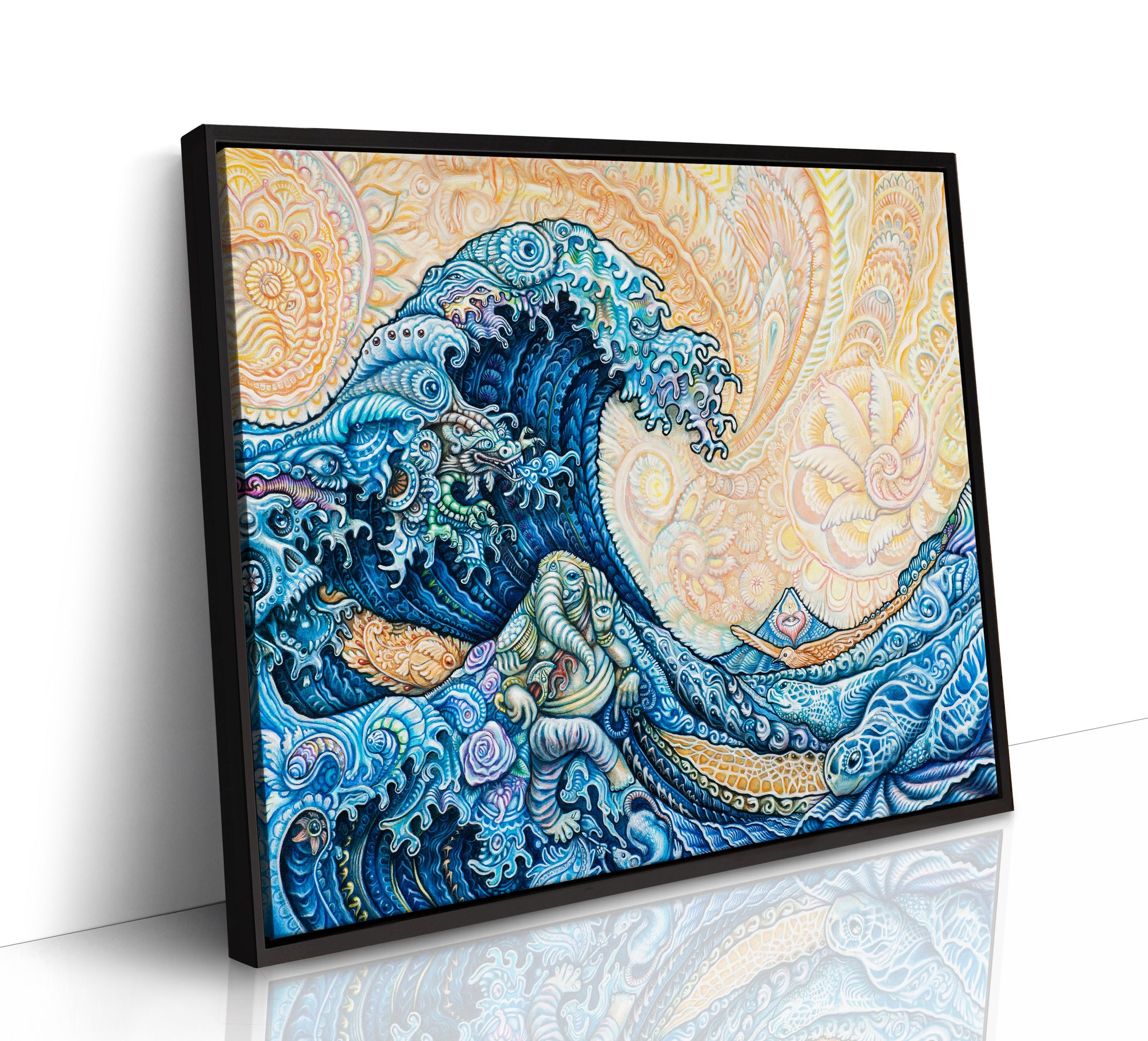The Great Wave Floating Frame Canvas by Randal Roberts