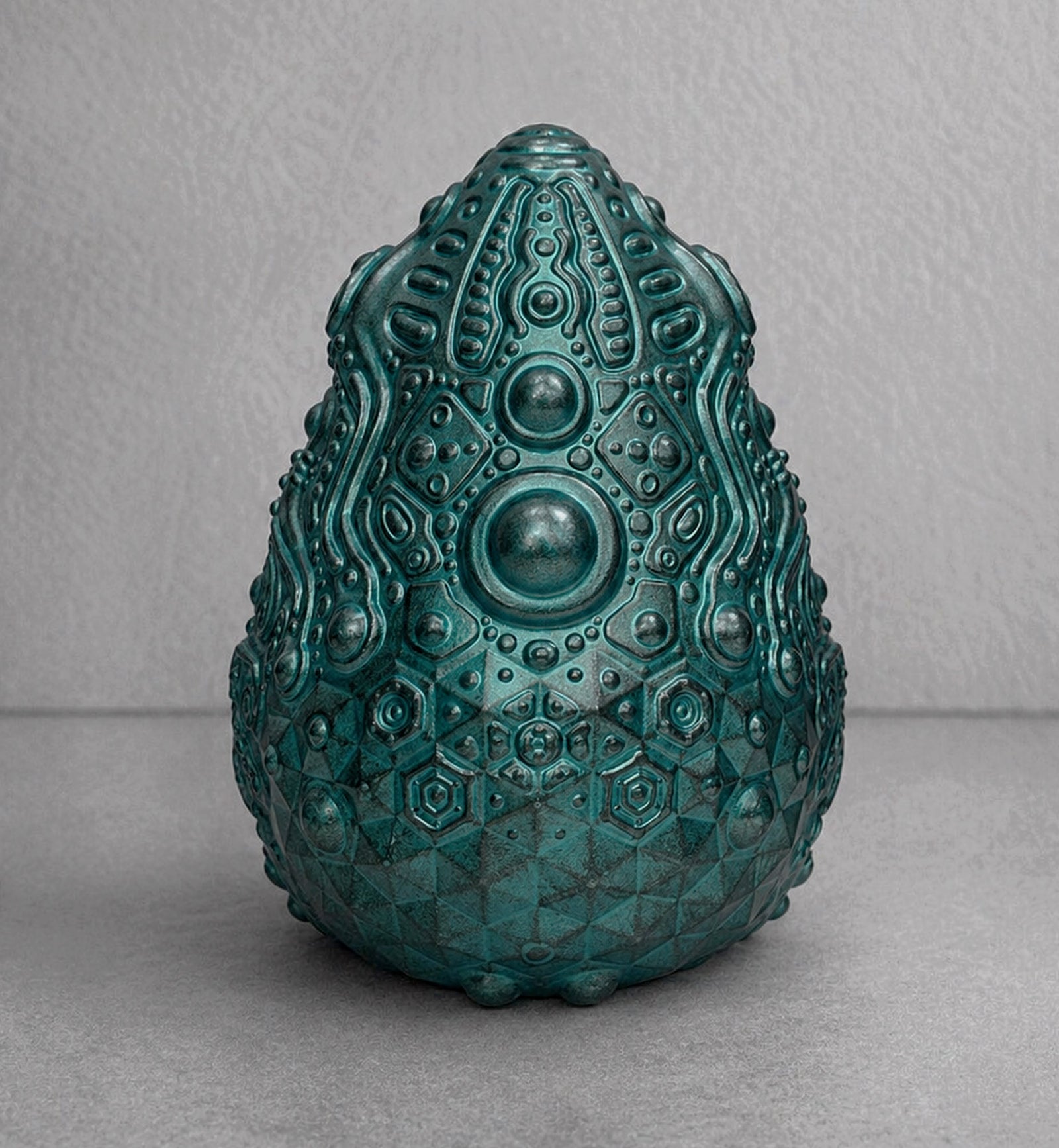 Egg Artifact Sculpture by Ben Ridgway - Green Patina