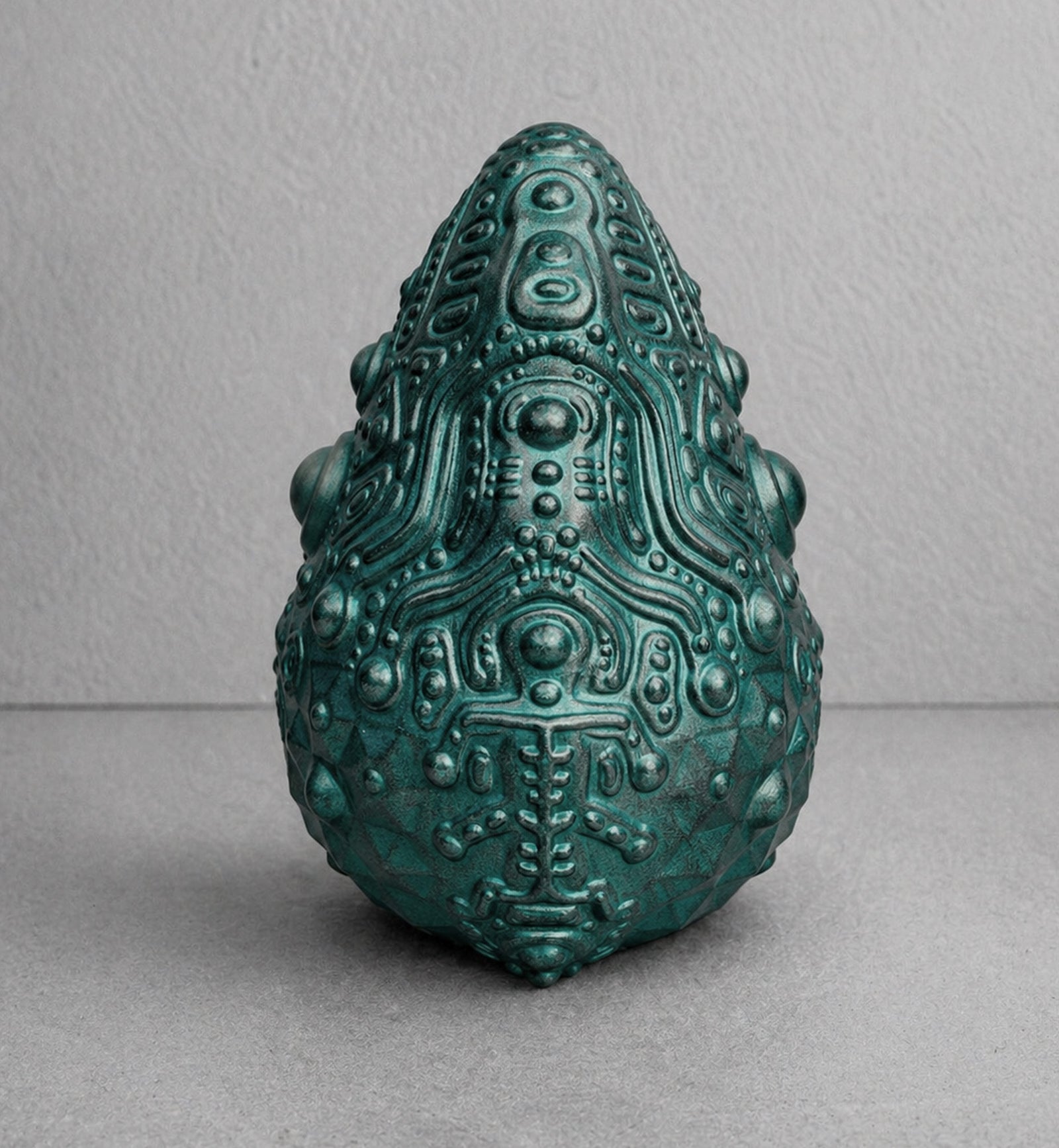 Egg Artifact Sculpture by Ben Ridgway - Green Patina