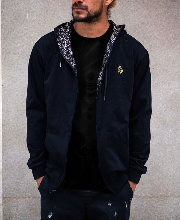 Gold Slope Reversible Hoodie by Threyda - Threyda Art and Apparel