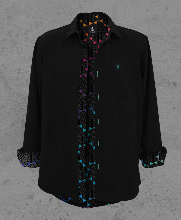 Escher Lined Button Down Shirt by Threyda - Threyda Art and Apparel
