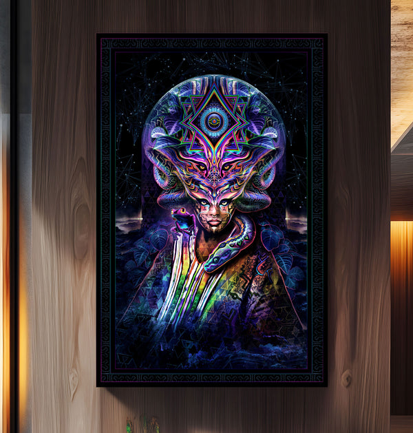 Icaro Dark Stretched Canvas by Justin Totemical - Threyda Art and