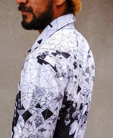 Particle Dream Short Sleeve Button Down Shirt by Kimi Takemura