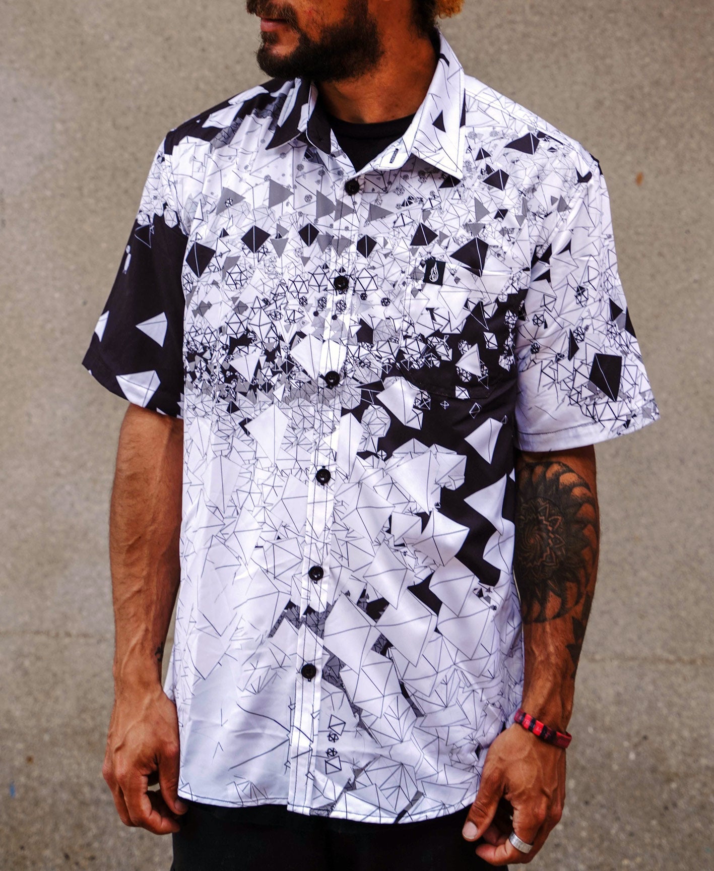 Particle Dream Short Sleeve Button Down Shirt by Kimi Takemura