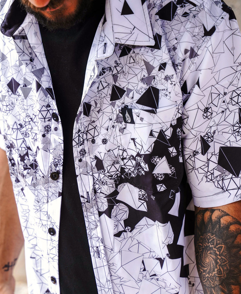 Particle Dream Short Sleeve Button Down Shirt by Kimi Takemura