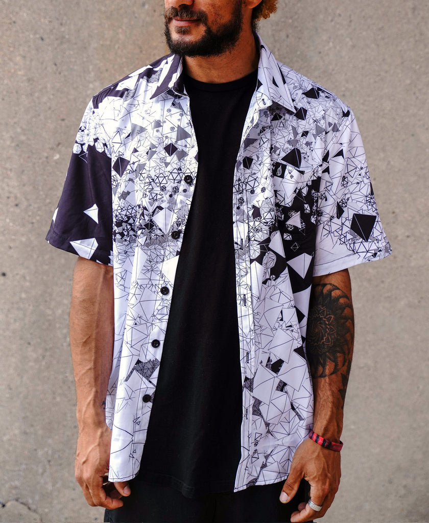 Particle Dream Short Sleeve Button Down Shirt by Kimi Takemura