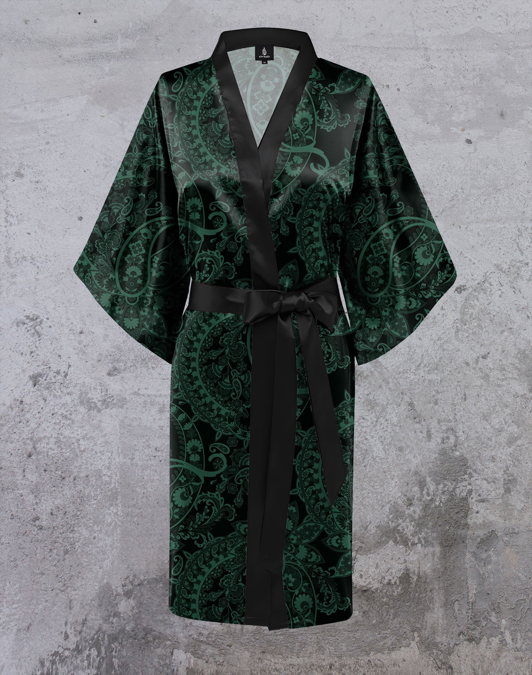 Green Paisley Long Kimono by Threyda - Ships April