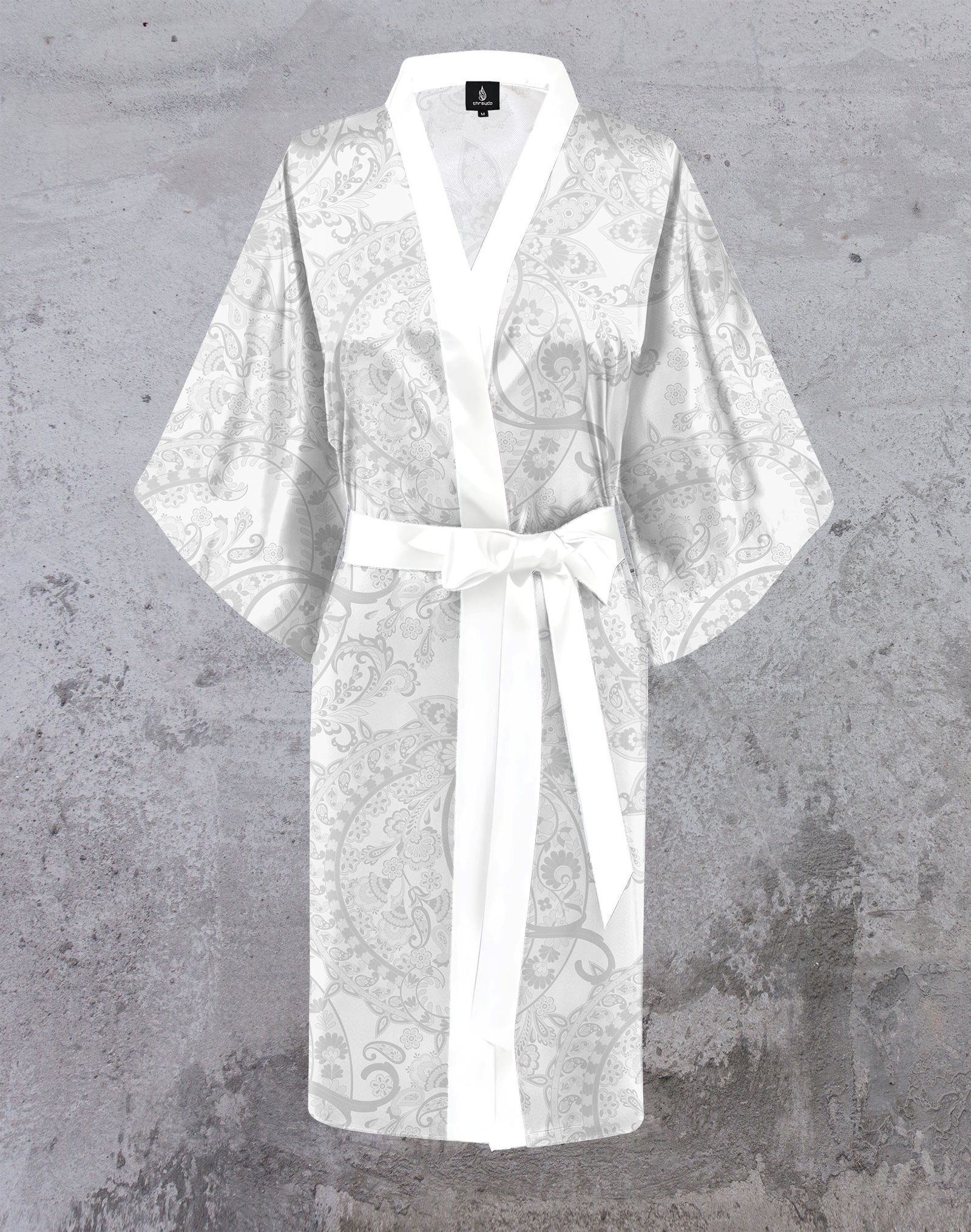 White Paisley Long Kimono by Threyda - Ships April
