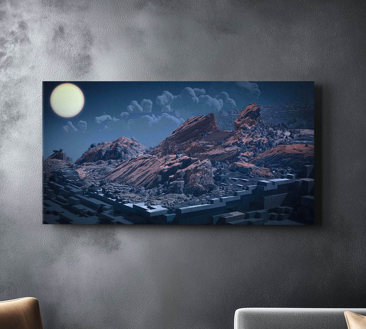 Moon Rocks Stretched Canvas by Android Jones