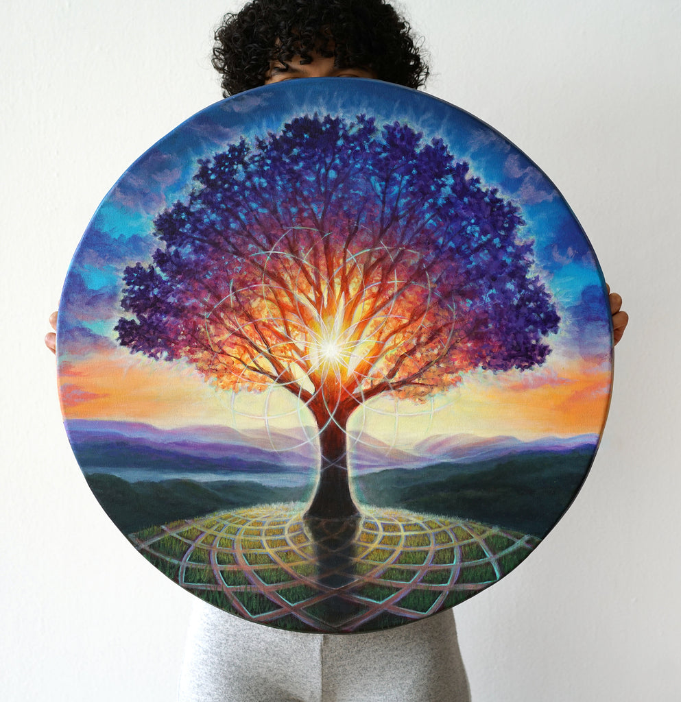 Tree of Light Tondo Canvas Print by Morgan Mandala