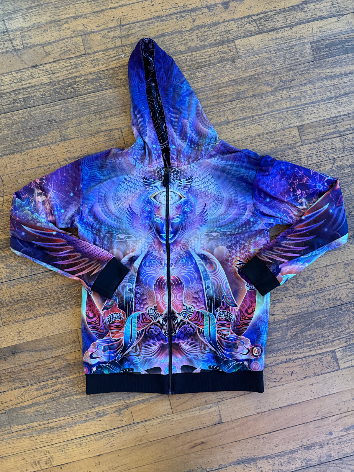 Sky Diamonds satin reversible hoodie by Mugwort