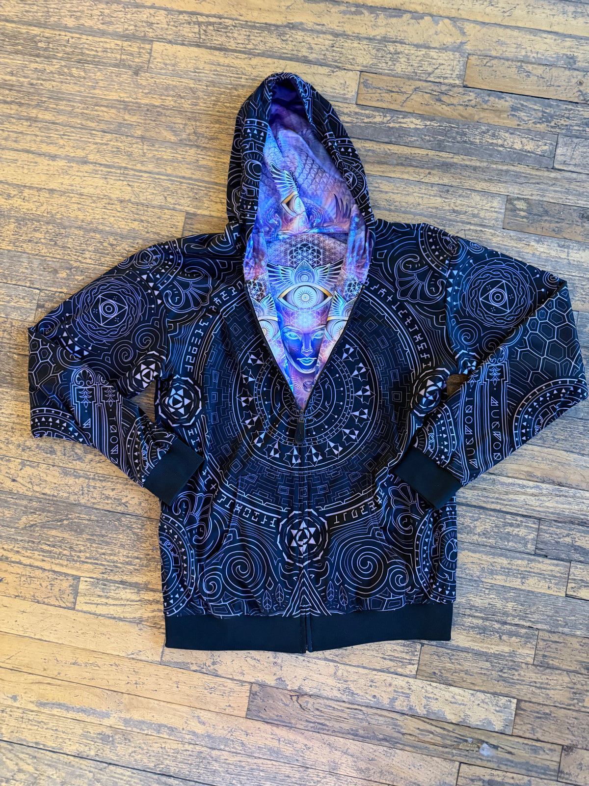 Sky Diamonds satin reversible hoodie by Mugwort