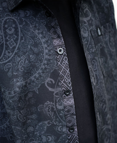 Night Insight Lined Button Down Shirt by Threyda