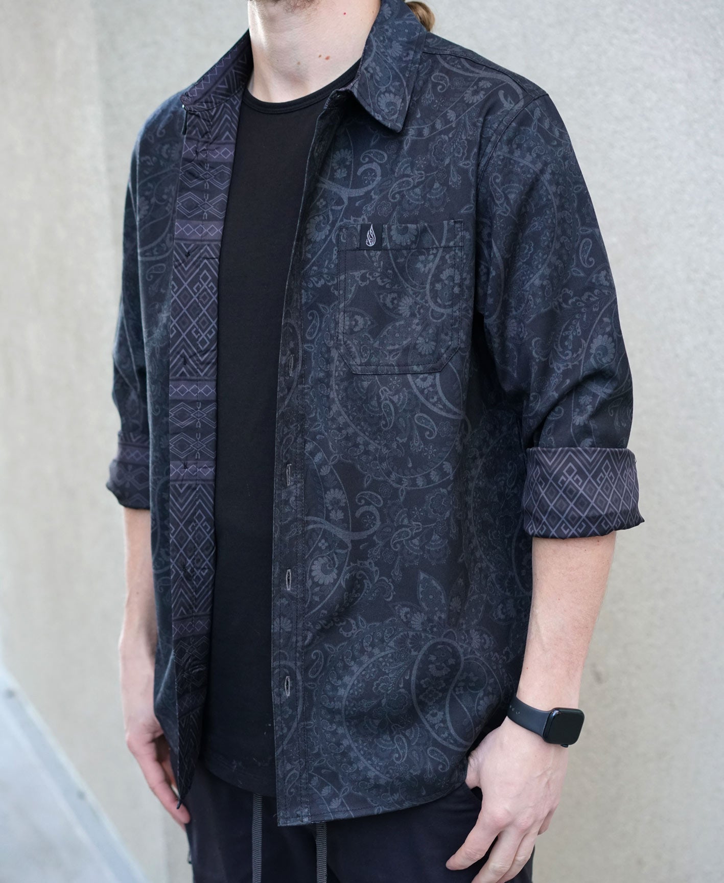 Night Insight Lined Button Down Shirt by Threyda
