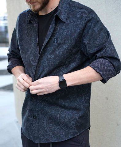 Night Insight Lined Button Down Shirt by Threyda