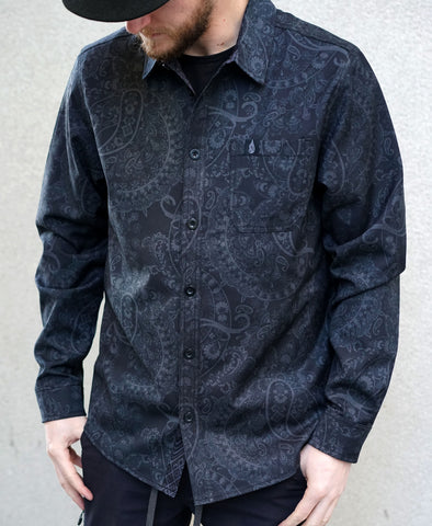 Night Insight Lined Button Down Shirt by Threyda