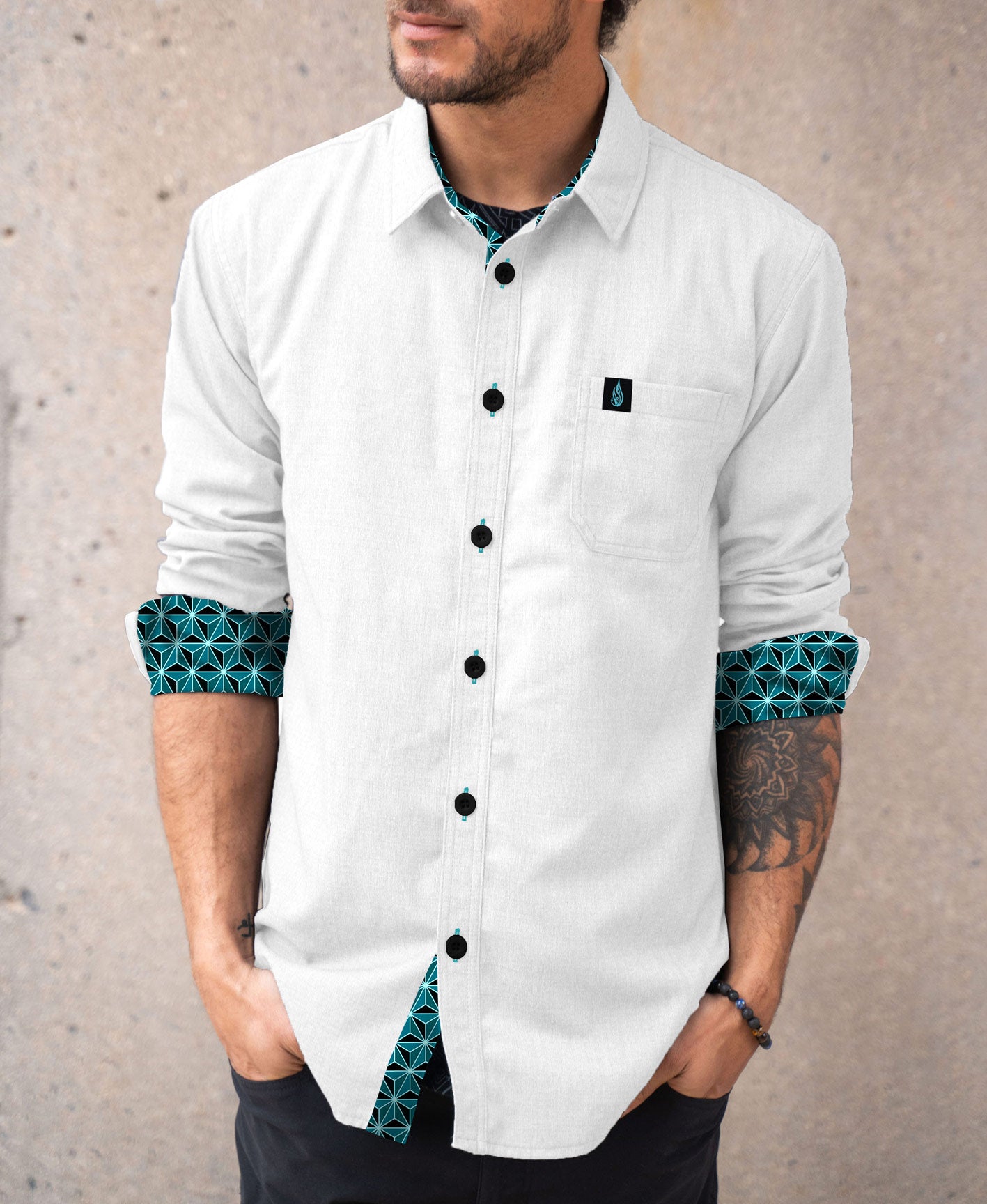 Northern Lights Lined Button Down Shirt by Threyda
