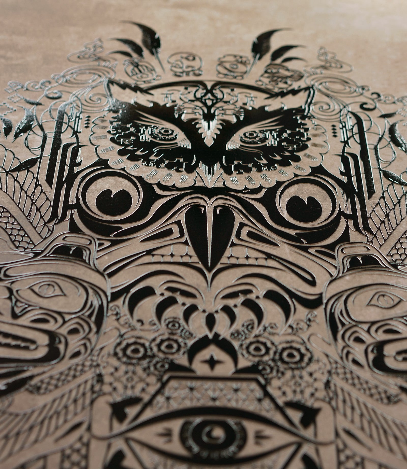 Owl Spirit Embossed Matte Print by Justin Totemical
