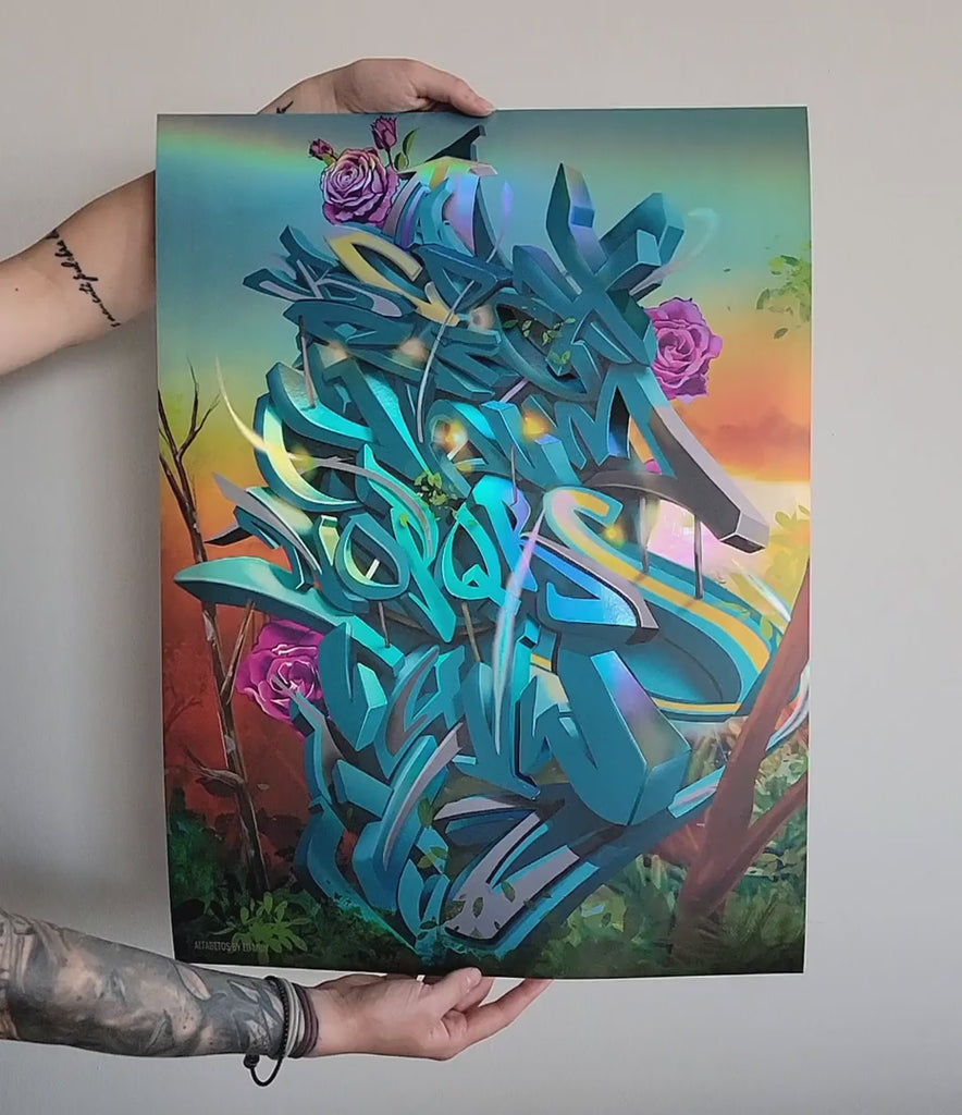 Alfabetos Embossed Holo Print by Ed-Mun