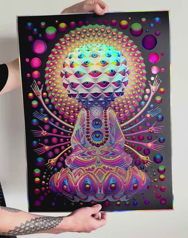 Buddha Consciousness Embossed Holo Print by Ben Ridgway