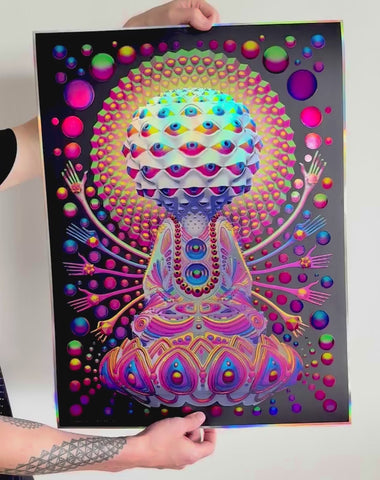 Buddha Consciousness Embossed Holo Print by Ben Ridgway