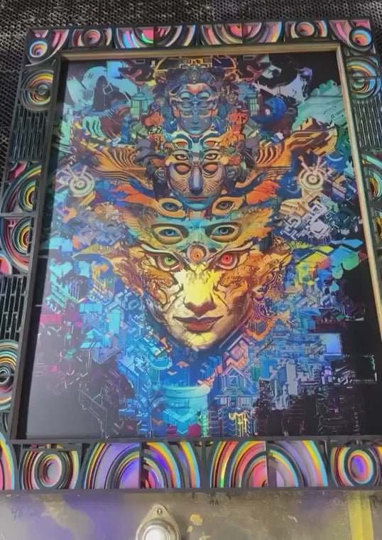 Meta Mask Lasercut Framed Holo Print by Android Jones x Dead Fish Studios