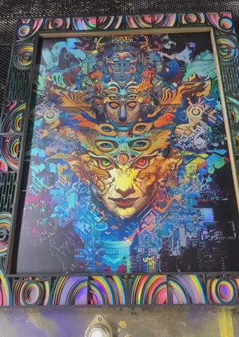 Meta Mask Lasercut Framed Holo Print by Android Jones x Dead Fish Studios