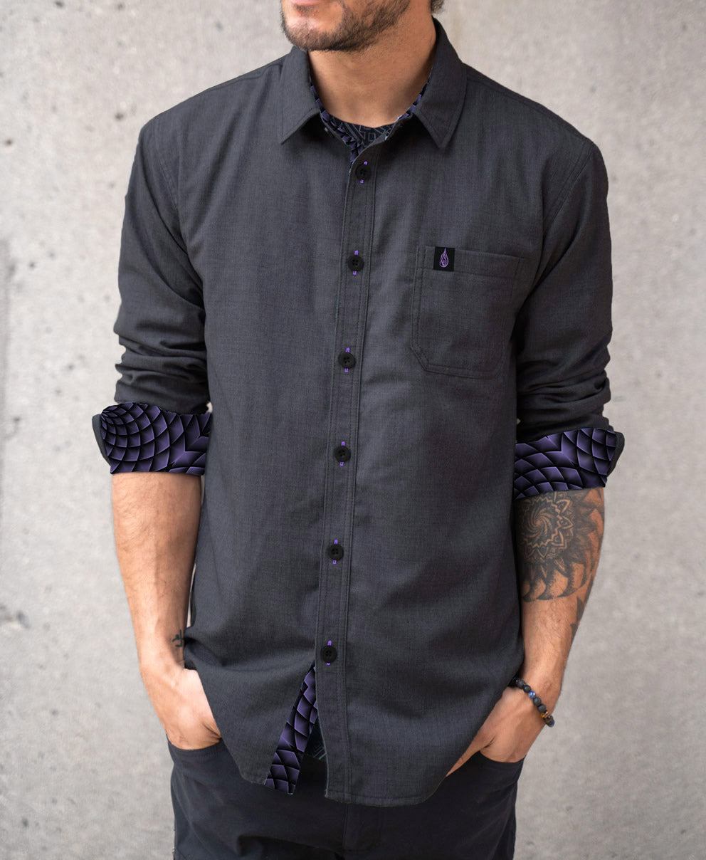 Portal Button Lined Down Shirt by Threyda - Presale Ships March