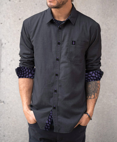 Portal Button Lined Down Shirt by Threyda - Presale Ships March