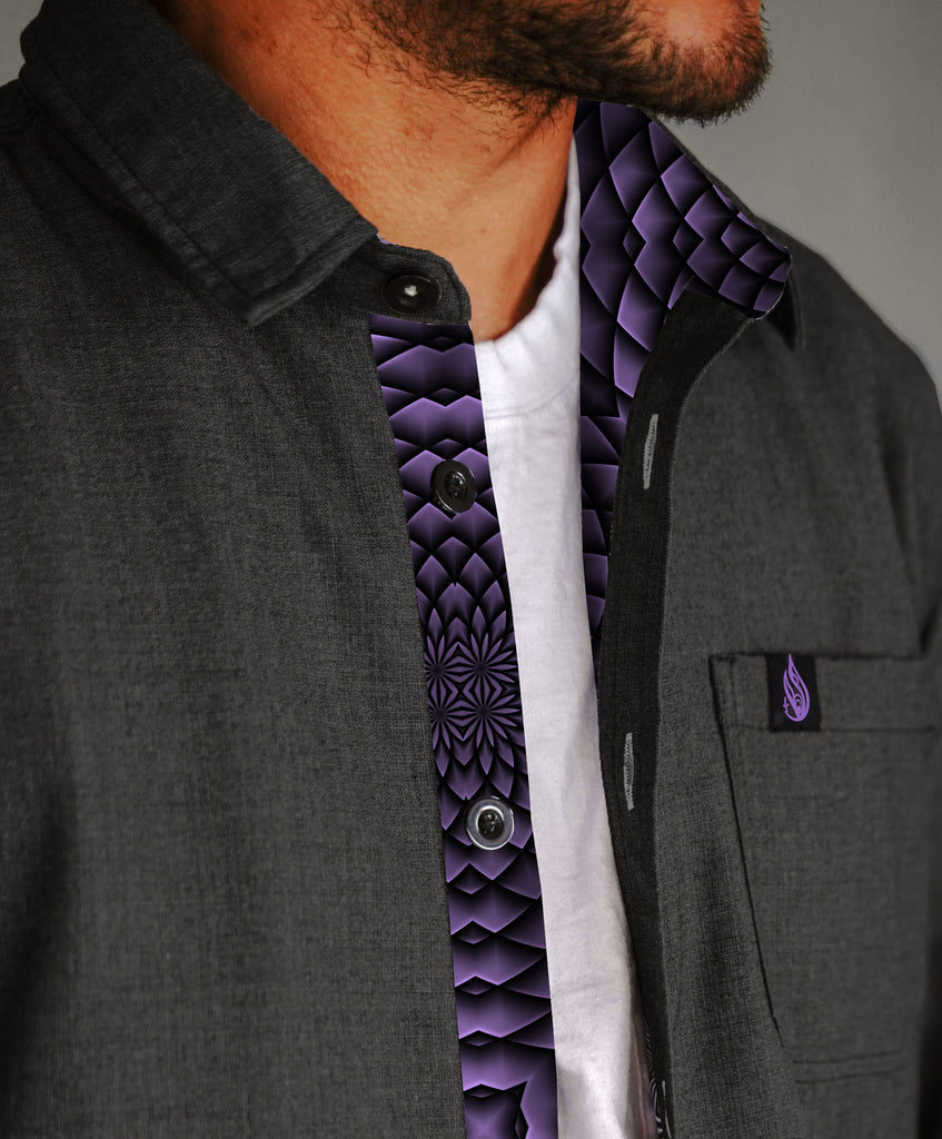 Portal Button Lined Down Shirt by Threyda - Presale Ships March