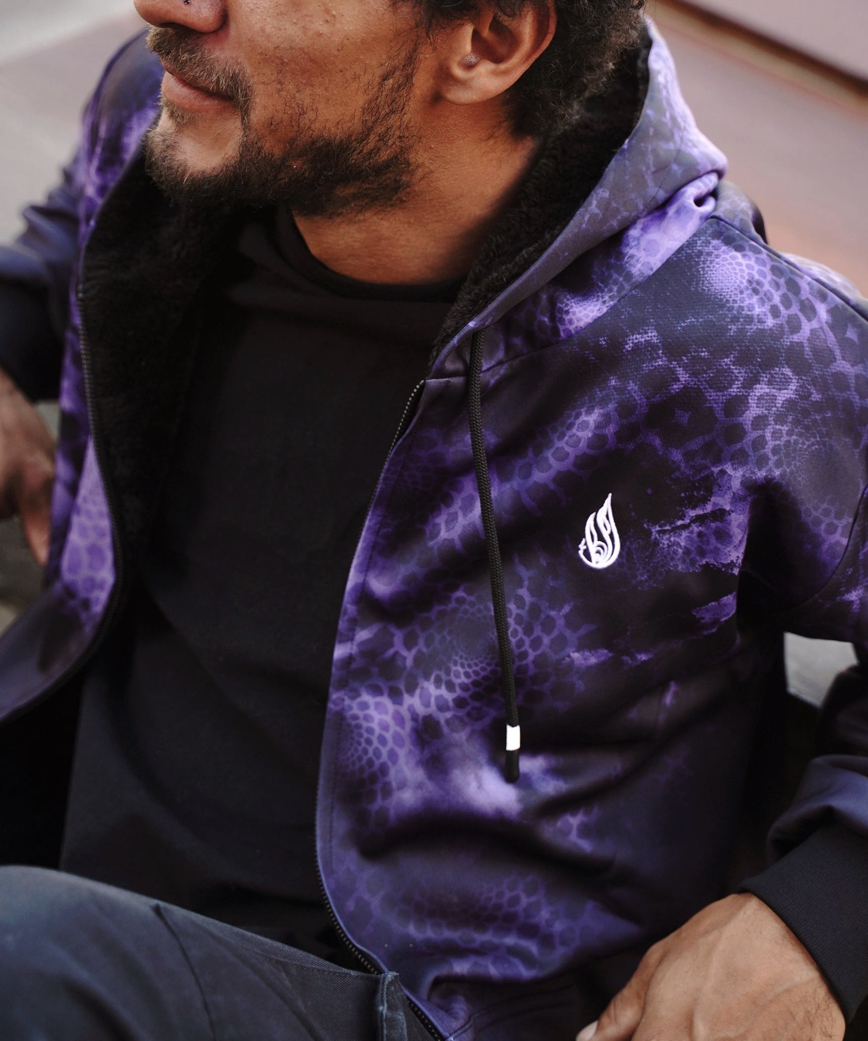 Purple Dragon Sherpa Hoodie by Gage Kelsey