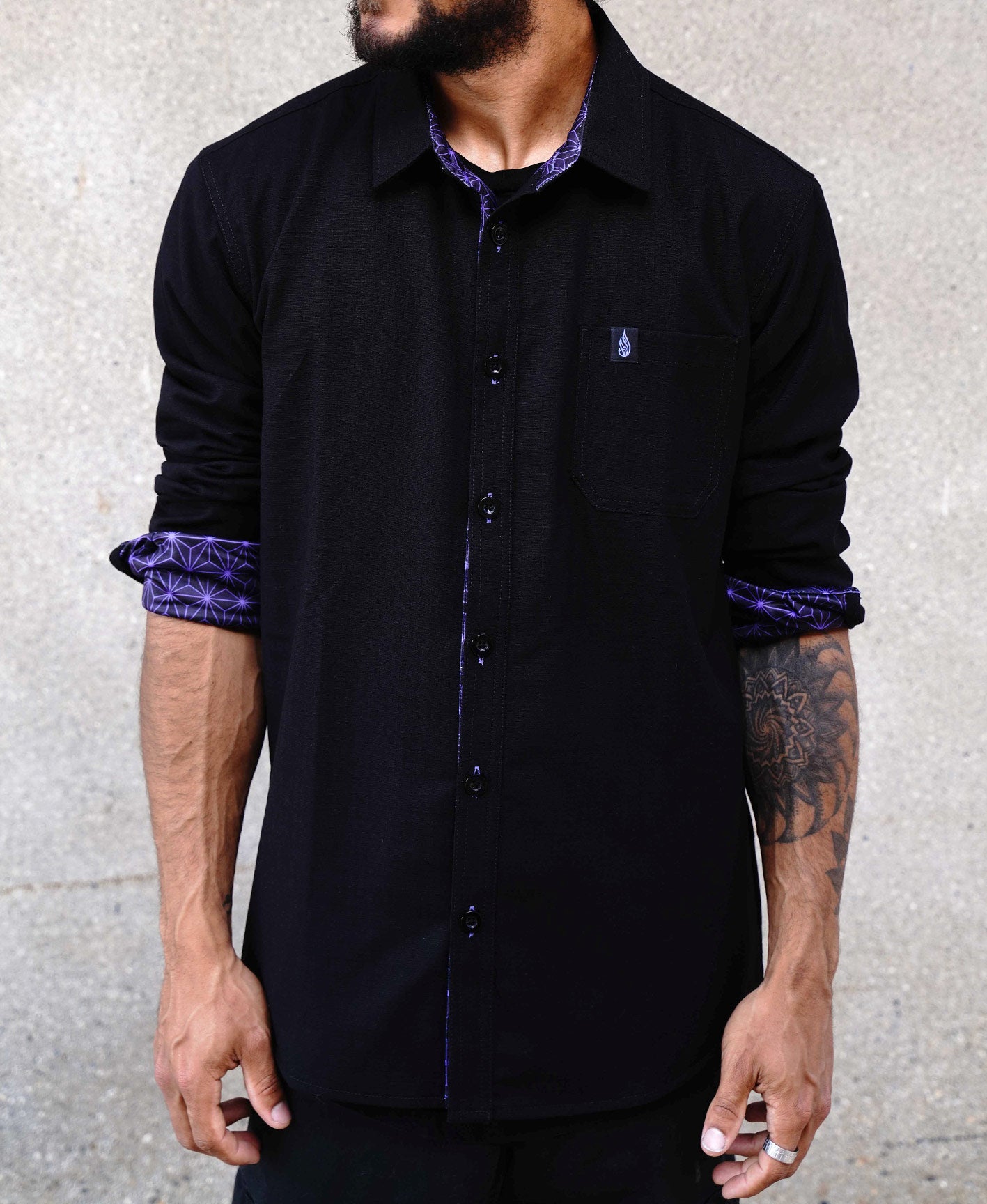 Eminence Lined Button Down Shirt by Threyda