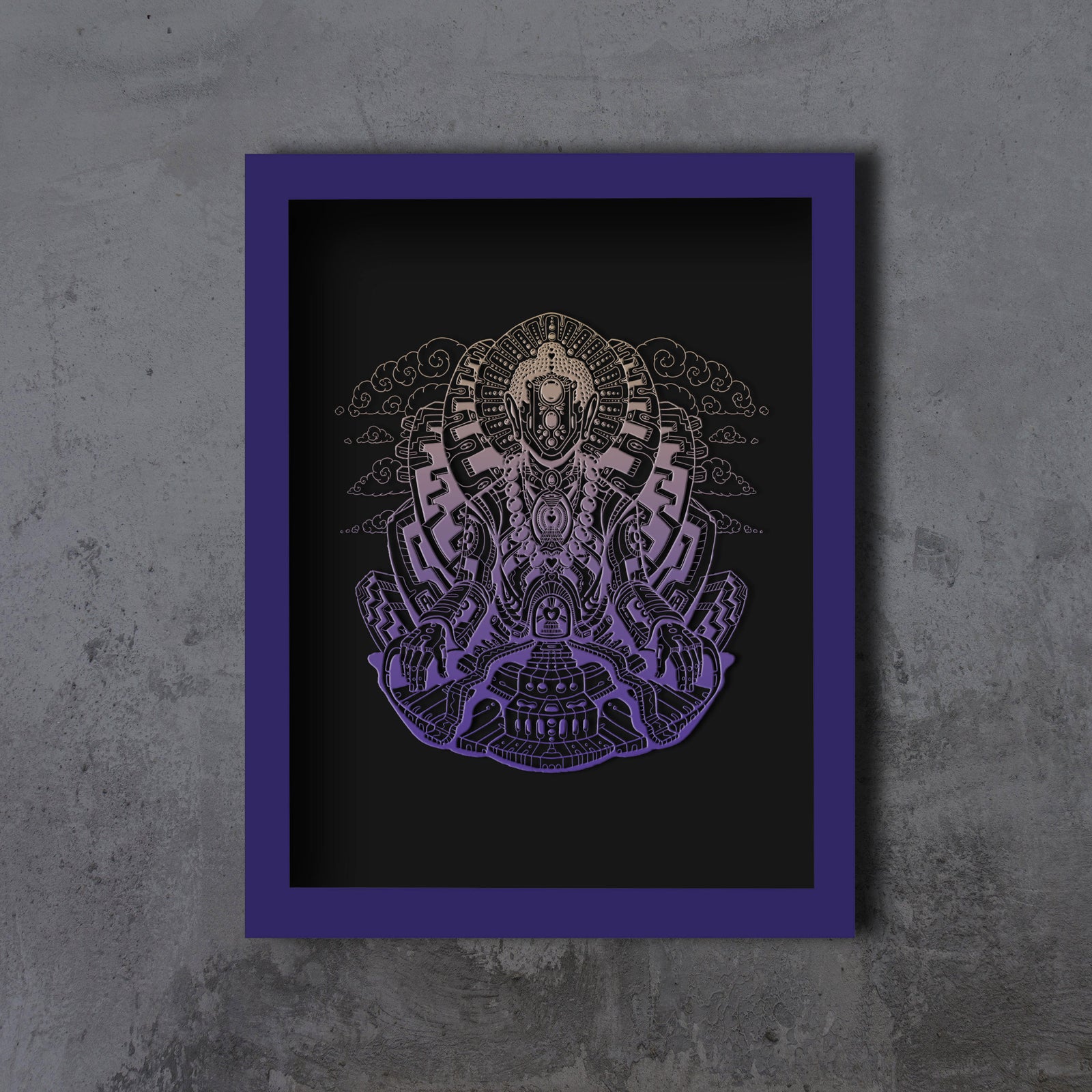 Buddha Framed Embossed Print by Ben Ridgway - Sunset Edition