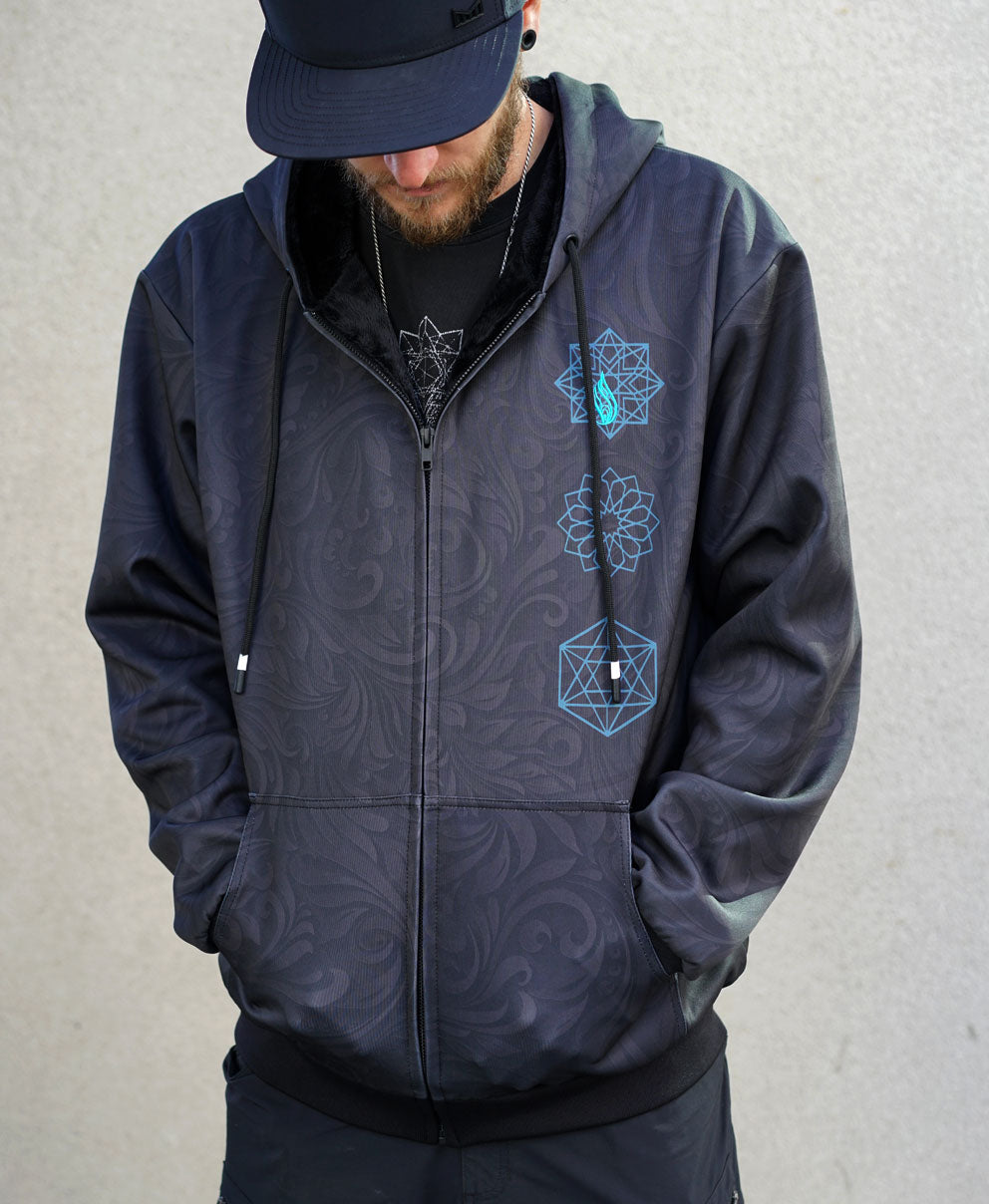 Script Sherpa Hoodie by Threyda - Threyda Art and Apparel