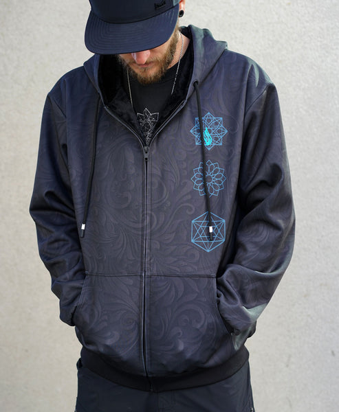 Script Sherpa Hoodie by Threyda - Threyda Art and Apparel