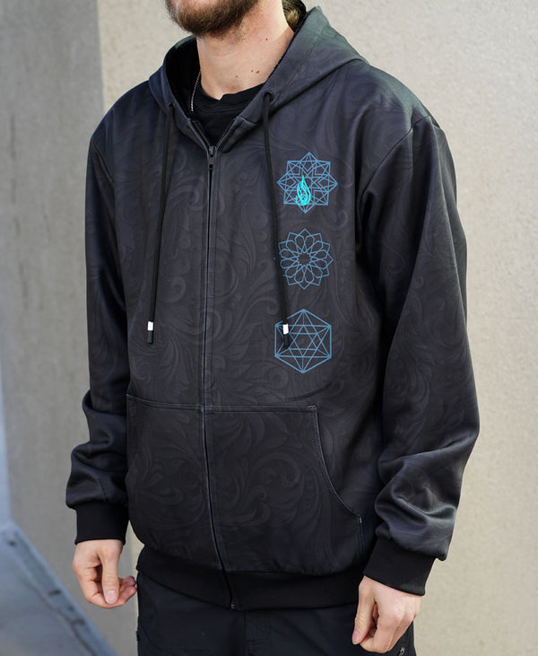 Script Sherpa Hoodie by Threyda - Threyda Art and Apparel