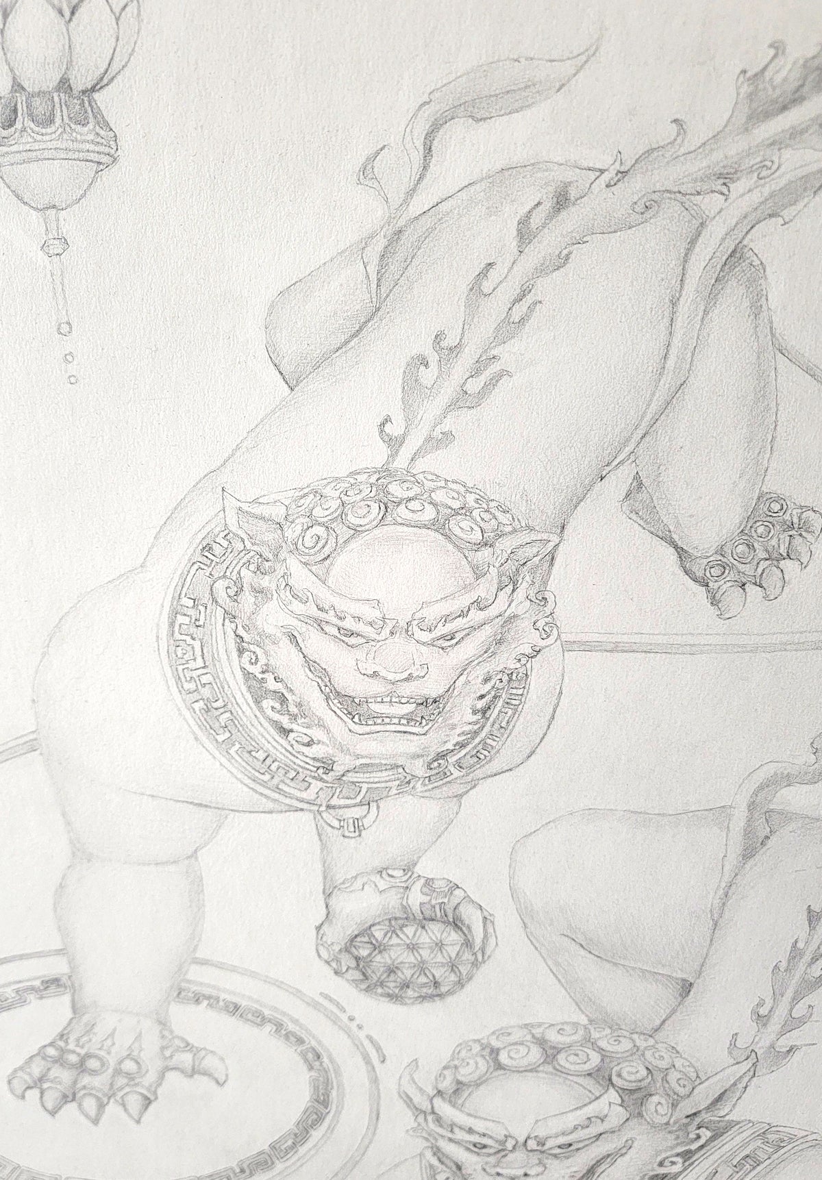 Temple Guardians Original Drawing by Seth McMahon - 72 HOUR AUCTION