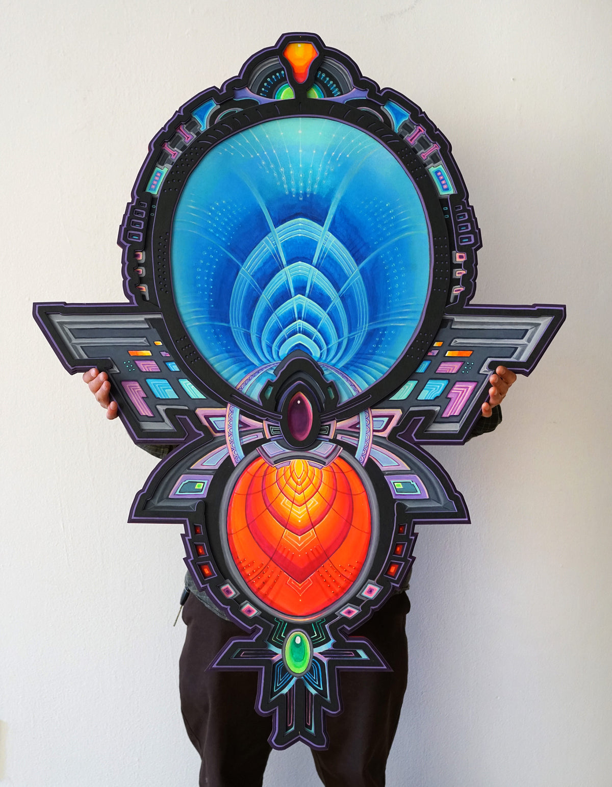 Chromatic Gateway Original Painting + Lasercut Frame by Seth McMahon - 72 HOUR AUCTION