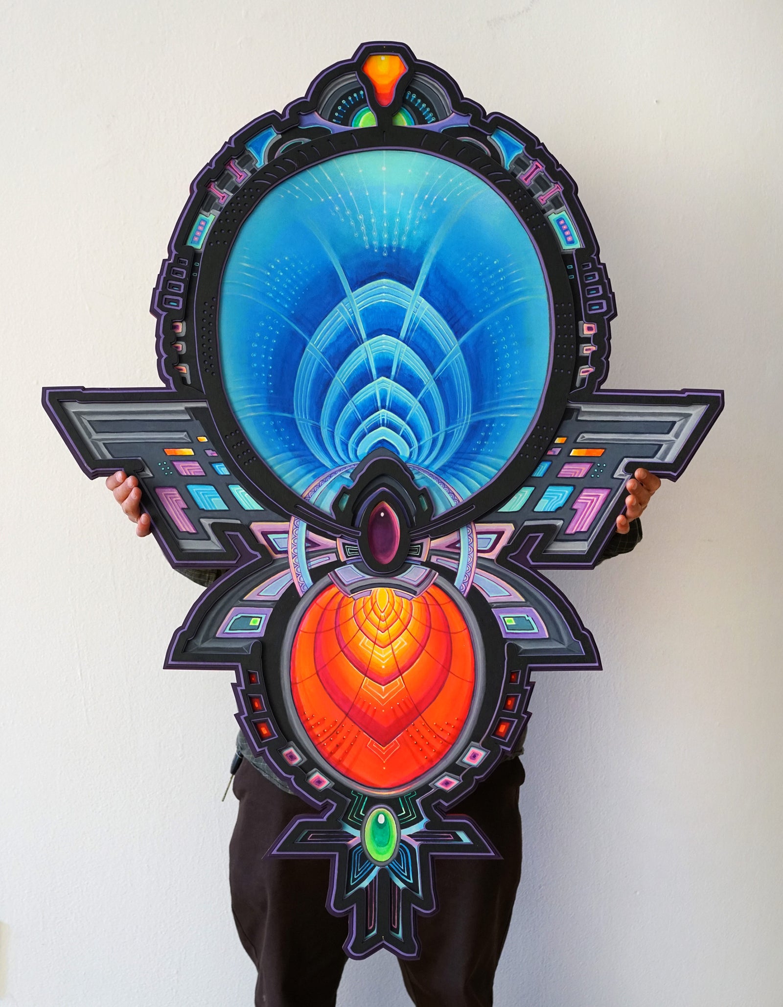 Chromatic Gateway Original Painting + Lasercut Frame by Seth McMahon - 72 HOUR AUCTION
